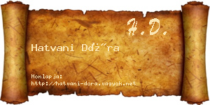 Hatvani Dóra névjegykártya
